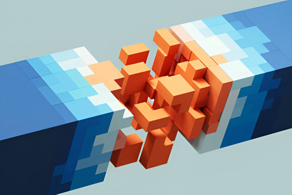 How to Streamline Business Operations With Automation In 4 Easy Steps 1 Blue and Orange 3D Cubes Representing Interconnected AI Systems and Digital Transformation, business operations with automation